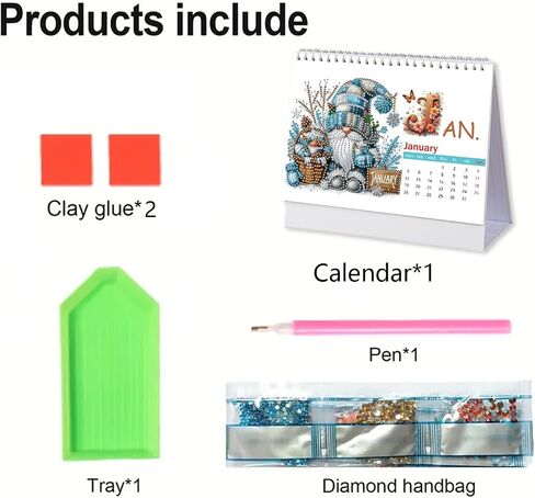 DIY Diamond Art Painting 2026 Desk Calendar Ornament ، مخطط شهري من يناير 2026 إلى ديسمبر ، تقويم مكتب المكتب المنزلي لمدة 12 شهر in Kuwait