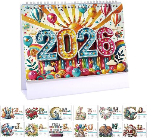 DIY Diamond Art Painting 2026 Desk Calendar Ornament, Monthly Planner from Jan 2026 to Dec, 12-Month Home Office Desk Calendar for Planning Decoration-2026-D in Saudi Arabia