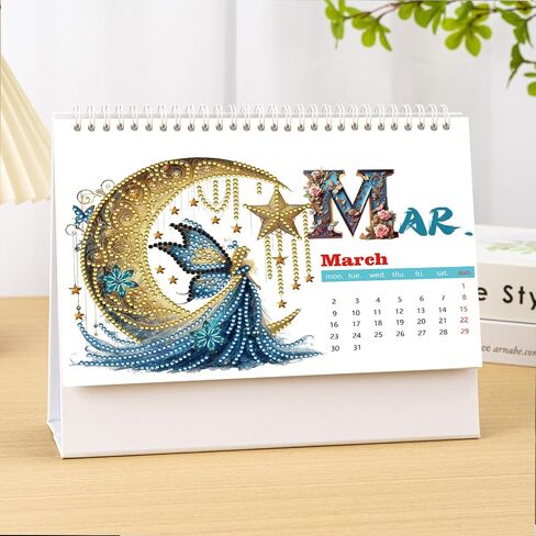 DIY Diamond Art Painting 2026 Desk Calendar Ornament, Monthly Planner from Jan 2026 to Dec, 12-Month Home Office Desk Calendar for Planning Decoration-2026-D in Saudi Arabia