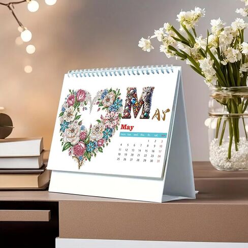 DIY Diamond Art Painting 2026 Desk Calendar Ornament, Monthly Planner from Jan 2026 to Dec, 12-Month Home Office Desk Calendar for Planning Decoration-2026-D in Saudi Arabia