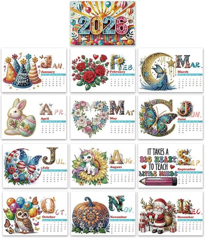 DIY Diamond Art Painting 2026 Desk Calendar Ornament, Monthly Planner from Jan 2026 to Dec, 12-Month Home Office Desk Calendar for Planning Decoration-2026-D in Saudi Arabia