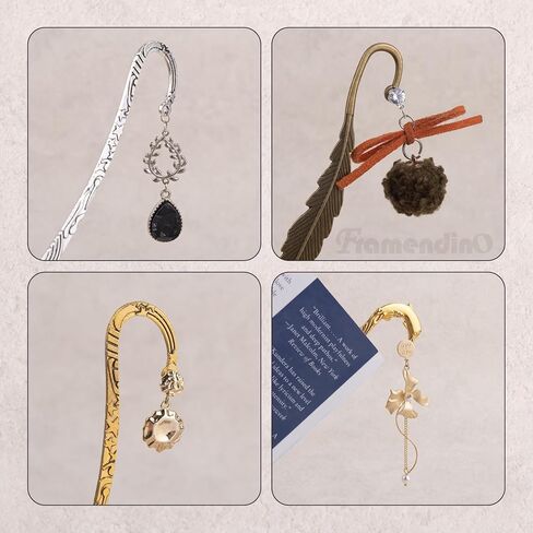 Framendino, 12 Pack Metal Hook Bookmarks Vintage Stripe Findings Hairpin in Saudi Arabia