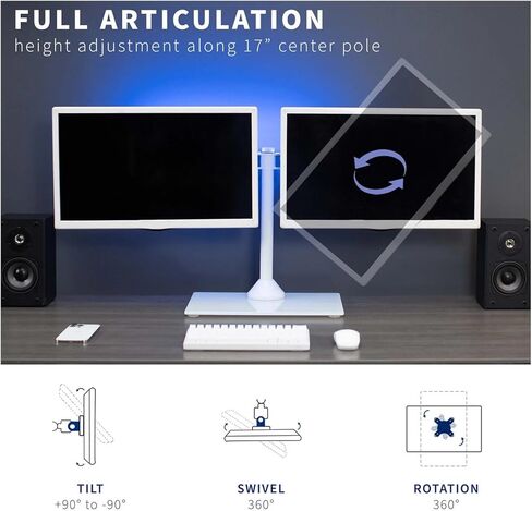 White Dual Monitor Adjustable with Stand, Fits 2 Screens up to 32 Inches in Saudi Arabia