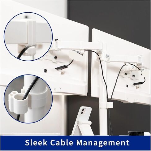 White Dual Monitor Adjustable with Stand, Fits 2 Screens up to 32 Inches in Saudi Arabia