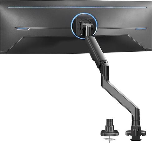 Black Pneumatic Arm Single Extra Wide Computer Monitor Desk Stand - 57" in Saudi Arabia