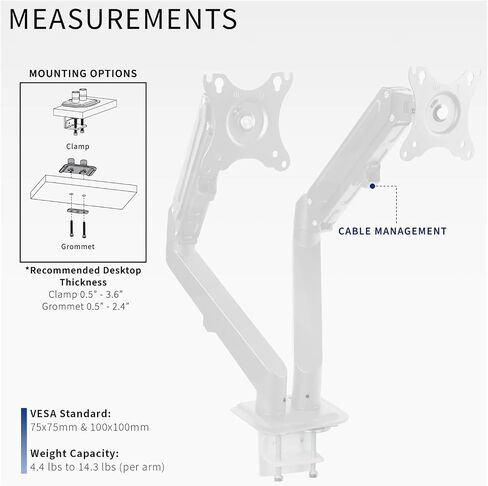 White Dual 17" to 27" Computer Monitor Balanced Desk Stand - in Saudi Arabia