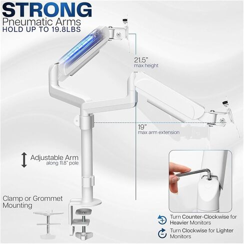 White Dual Monitor Pneumatic Sit-Stand Desk Stand for 2 Screens up to 32 Inches in Saudi Arabia