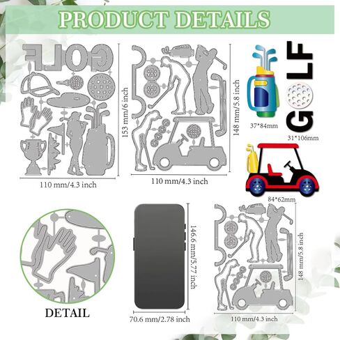 Mayjoydiy غولف موضوع المعادن يموت Cuts Golf Carts Clubs يموت القطع الرياضية القفازات القفازات نقش القالب قصاصات القصاصات ل DIY Scrapbooking بطاقة صنع الألبوم ديكور هدية ديكور in Kuwait