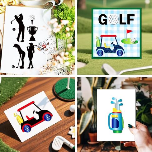 Mayjoydiy غولف موضوع المعادن يموت Cuts Golf Carts Clubs يموت القطع الرياضية القفازات القفازات نقش القالب قصاصات القصاصات ل DIY Scrapbooking بطاقة صنع الألبوم ديكور هدية ديكور in Kuwait