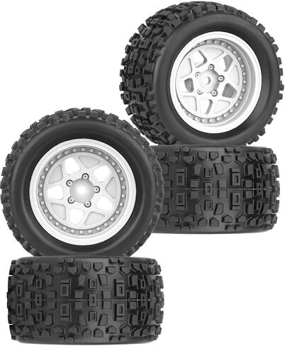 وعجلات وإطارات شاحنة شاحنة 12mm RC لـ 1/18 Granite/1/18 Typhon RC Monster Truck Car ، RC Drift Off Road Buggy Rally Truck ، 4pcs (Black) in Saudi Arabia