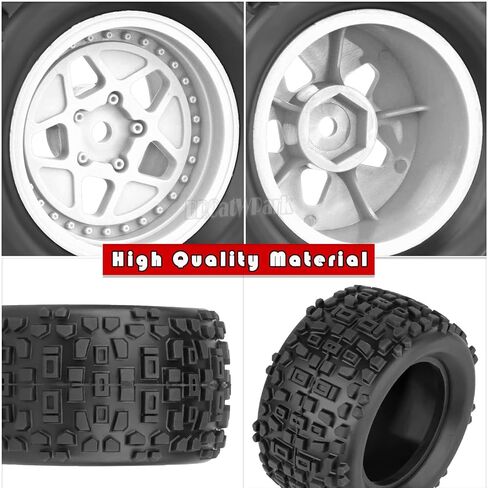 وعجلات وإطارات شاحنة شاحنة 12mm RC لـ 1/18 Granite/1/18 Typhon RC Monster Truck Car ، RC Drift Off Road Buggy Rally Truck ، 4pcs (Black) in Saudi Arabia