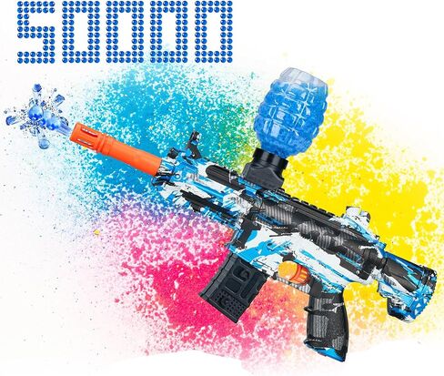 لعبة Gel Ball Blaster التلقائية لألعاب الفريق في الهواء الطلق-إطلاق النار على الكرة الصديقة للبيئة مع نظارات السلامة ، وتصميم ABS/نايلون عالي السرعة للأنشطة والهدايا العائلية (الأزرق) in Saudi Arabia