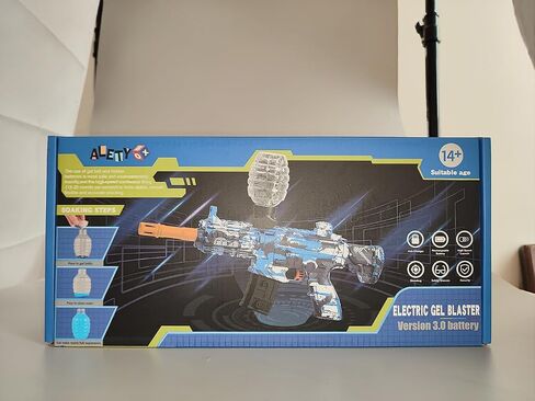 لعبة Gel Ball Blaster التلقائية لألعاب الفريق في الهواء الطلق-إطلاق النار على الكرة الصديقة للبيئة مع نظارات السلامة ، وتصميم ABS/نايلون عالي السرعة للأنشطة والهدايا العائلية (الأزرق) in Saudi Arabia