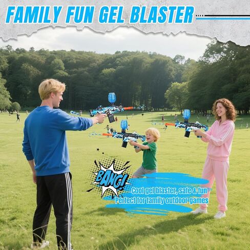 لعبة Gel Ball Blaster التلقائية لألعاب الفريق في الهواء الطلق-إطلاق النار على الكرة الصديقة للبيئة مع نظارات السلامة ، وتصميم ABS/نايلون عالي السرعة للأنشطة والهدايا العائلية (الأزرق) in Saudi Arabia