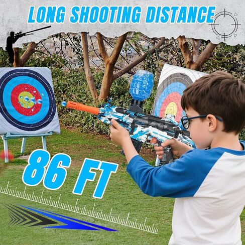 لعبة Gel Ball Blaster التلقائية لألعاب الفريق في الهواء الطلق-إطلاق النار على الكرة الصديقة للبيئة مع نظارات السلامة ، وتصميم ABS/نايلون عالي السرعة للأنشطة والهدايا العائلية (الأزرق) in Saudi Arabia
