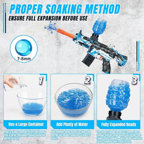 لعبة Gel Ball Blaster التلقائية لألعاب الفريق في الهواء الطلق-إطلاق النار على الكرة الصديقة للبيئة مع نظارات السلامة ، وتصميم ABS/نايلون عالي السرعة للأنشطة والهدايا العائلية (الأزرق) in Saudi Arabia