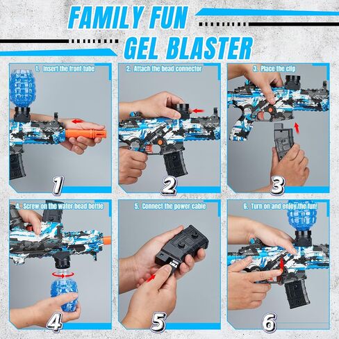 لعبة Gel Ball Blaster التلقائية لألعاب الفريق في الهواء الطلق-إطلاق النار على الكرة الصديقة للبيئة مع نظارات السلامة ، وتصميم ABS/نايلون عالي السرعة للأنشطة والهدايا العائلية (الأزرق) in Saudi Arabia