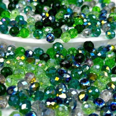 390pcs حبات زجاجية لتصنيع الأساور ، سلسلة خضراء 8 مم من الخرز السائبة الكريستال السائبة لاتفاق مجوهرات القلادة الحرف اليدوية DIY Suncatchers in Kuwait