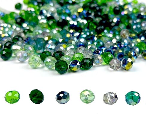 390pcs حبات زجاجية لتصنيع الأساور ، سلسلة خضراء 8 مم من الخرز السائبة الكريستال السائبة لاتفاق مجوهرات القلادة الحرف اليدوية DIY Suncatchers in Kuwait