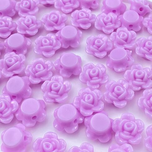 200pcs Acrylic Rose Flower Beads Candy Color Flat Back Spacer Beads Loose Pastel Colorful Decor for DIY Crafts Jewelry Making Bracelet Necklace Earrings(Black) in Saudi Arabia