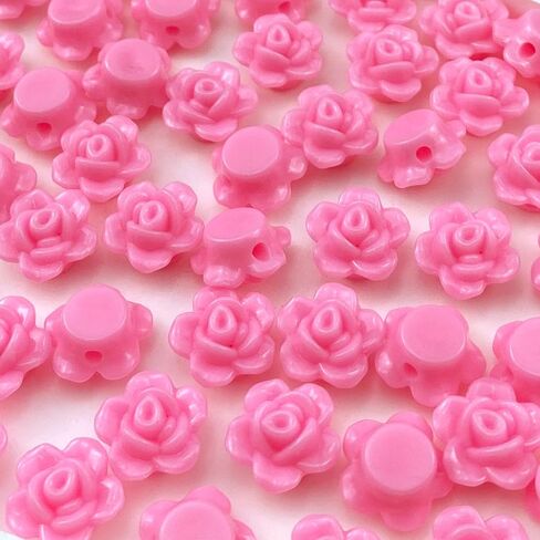 200pcs Acrylic Rose Flower Beads Candy Color Flat Back Spacer Beads Loose Pastel Colorful Decor for DIY Crafts Jewelry Making Bracelet Necklace Earrings(Black) in Saudi Arabia