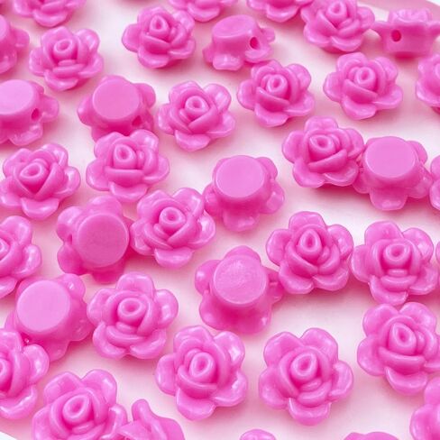 200pcs Acrylic Rose Flower Beads Candy Color Flat Back Spacer Beads Loose Pastel Colorful Decor for DIY Crafts Jewelry Making Bracelet Necklace Earrings(Black) in Saudi Arabia