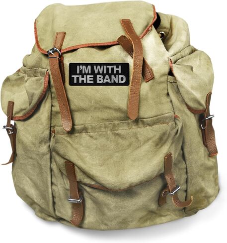 'I'm with The Band' Iron-on Patch, Black and Silver, 4 x 1.5 inch, Rock n Roll Backstage Pass Design in Saudi Arabia