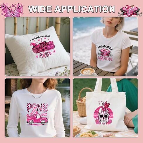 نقل DTF جاهز للضغط - 20pcs التوعية بسرطان الثدي الحديد على نقل tshirts ، حديد الشريط الوردي على بقع الشارات ، Power Hop in Kuwait