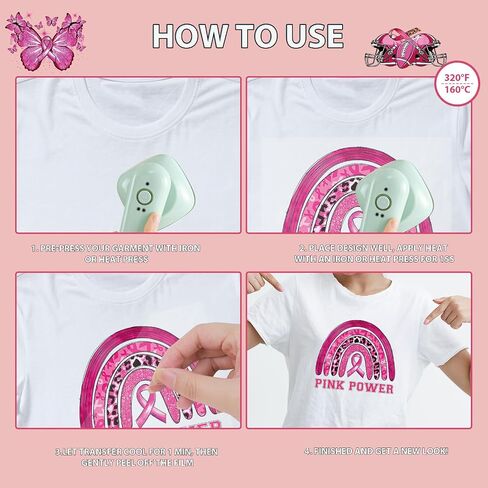 نقل DTF جاهز للضغط - 20pcs التوعية بسرطان الثدي الحديد على نقل tshirts ، حديد الشريط الوردي على بقع الشارات ، Power Hop in Kuwait