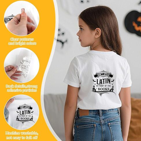 Halloween Iron on Transfers for Tshirts - 30 Pcs Black Style Halloween DTF Transfers Ready to Press, Spooky Iron on Decals for T-Shirts Clothing Jackets Hats Backpacks DIY Crafts in Saudi Arabia