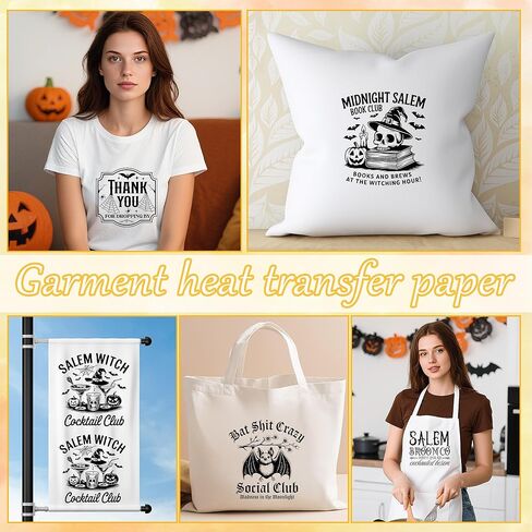 Halloween Iron on Transfers for Tshirts - 30 Pcs Black Style Halloween DTF Transfers Ready to Press, Spooky Iron on Decals for T-Shirts Clothing Jackets Hats Backpacks DIY Crafts in Saudi Arabia