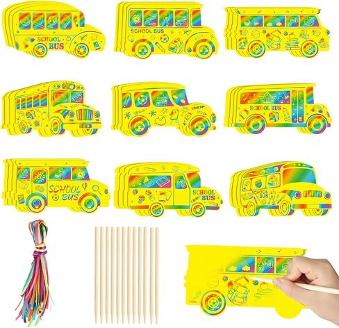 Whoaf 36 PCS مرحبًا بك في فن School Scratch Art و School Bus Scratch Cards اليوم الأول من هدايا المدارس للطلاب ، فالفوز DIY Crafts Party Favors in Saudi Arabia