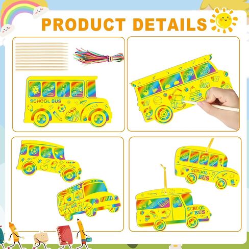 Whoaf 36 PCS مرحبًا بك في فن School Scratch Art و School Bus Scratch Cards اليوم الأول من هدايا المدارس للطلاب ، فالفوز DIY Crafts Party Favors in Saudi Arabia