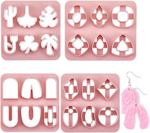 UniCraftale 4pcs قواطع الطين البوليمر 4 أنماط ورقة البوليمرات البوليمر أدوات الطين زهرة قواطع الطين مجموعة القطع الأذواق من طين لأقراط صنع المجوهرات صنع مجوهرات البوليمر in Saudi Arabia