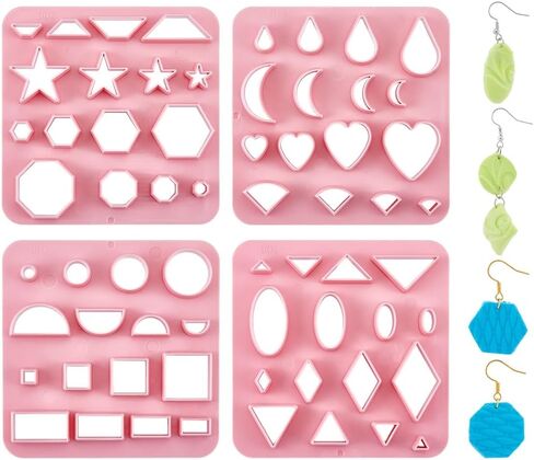 UniCraftale 4pcs قواطع الطين البوليمر 4 أنماط ورقة البوليمرات البوليمر أدوات الطين زهرة قواطع الطين مجموعة القطع الأذواق من طين لأقراط صنع المجوهرات صنع مجوهرات البوليمر in Kuwait