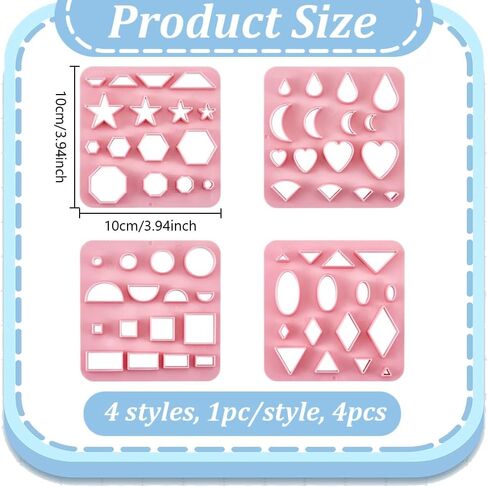 UniCraftale 4pcs قواطع الطين البوليمر 4 أنماط ورقة البوليمرات البوليمر أدوات الطين زهرة قواطع الطين مجموعة القطع الأذواق من طين لأقراط صنع المجوهرات صنع مجوهرات البوليمر in Kuwait