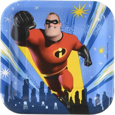 Amscan Disney/Pixar Incredibles 2 لوحات ورق مربعة - 7 " - Multicolor - حزمة 8 in Kuwait
