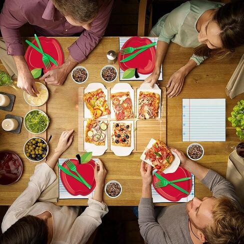 125pcs العودة إلى الزخارف المدرسية ، مناديل Apple Pents Cups Coups لليوم الأول من مستلزمات حفلات التخرج من معلمي المدارس (يخدم 25 ضيفًا) in Kuwait