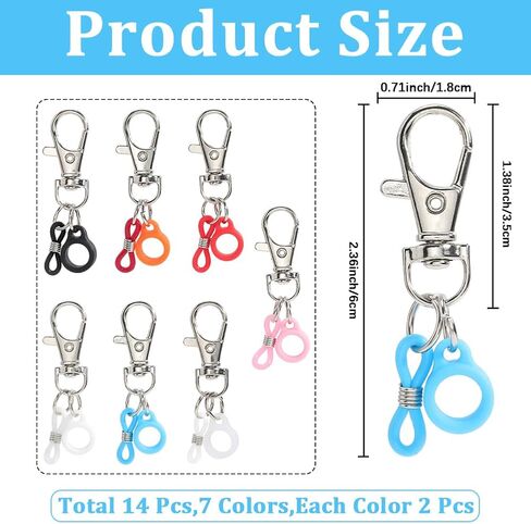 CRASPIRE 60PCS 17 COLORS PEN KIT KIT RINGS COLLUTFUL PEN ANDRAWER ALDBRY قابل للتعديل قابلة للسحب مشابك مخلب EYEGLASS CANER in Kuwait
