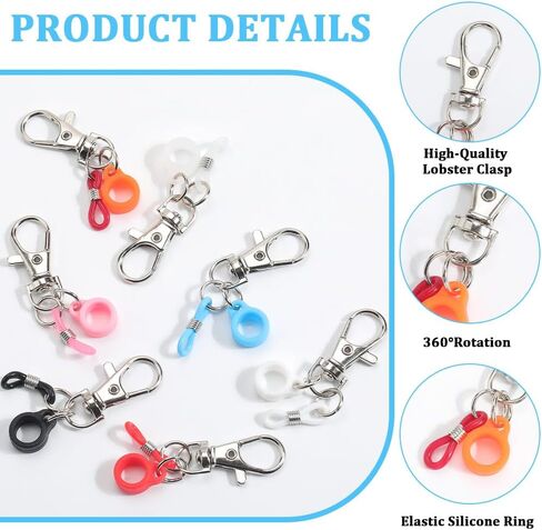 CRASPIRE 60PCS 17 COLORS PEN KIT KIT RINGS COLLUTFUL PEN ANDRAWER ALDBRY قابل للتعديل قابلة للسحب مشابك مخلب EYEGLASS CANER in Kuwait