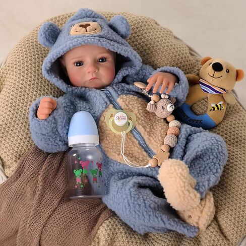 BABESIDE Lifelike Reborn Baby Dolls Boy - Aiden 18 Inch Handmade Realistic Baby Doll Soft Body Realistic-Newborn Baby Doll with Toy & Gift Box for Kids in Saudi Arabia