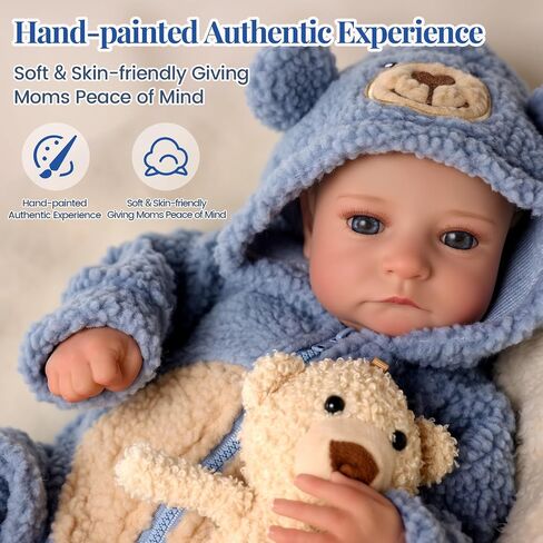 BABESIDE Lifelike Reborn Baby Dolls Boy - Aiden 18 Inch Handmade Realistic Baby Doll Soft Body Realistic-Newborn Baby Doll with Toy & Gift Box for Kids in Saudi Arabia