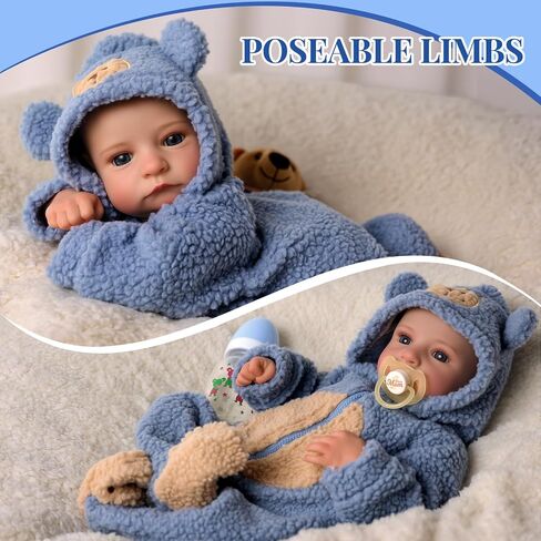 BABESIDE Lifelike Reborn Baby Dolls Boy - Aiden 18 Inch Handmade Realistic Baby Doll Soft Body Realistic-Newborn Baby Doll with Toy & Gift Box for Kids in Saudi Arabia