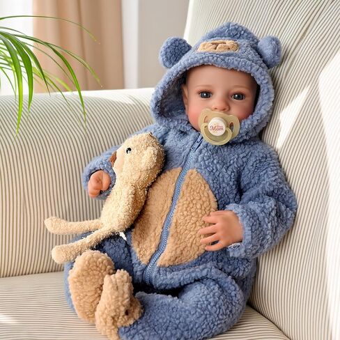 BABESIDE Lifelike Reborn Baby Dolls Boy - Aiden 18 Inch Handmade Realistic Baby Doll Soft Body Realistic-Newborn Baby Doll with Toy & Gift Box for Kids in Saudi Arabia