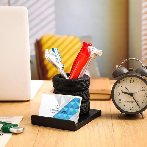 7 Pcs Car Pen Holder Tire Shape Stationery Set Gift Business Card Holder Automotive Desk Organizer Novelty Tool Wrench Pens Fun Tire Decor for Office Mechanic Men Car Lover Sales Accessories in Saudi Arabia