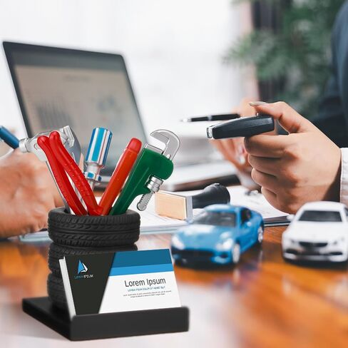 7 Pcs Car Pen Holder Tire Shape Stationery Set Gift Business Card Holder Automotive Desk Organizer Novelty Tool Wrench Pens Fun Tire Decor for Office Mechanic Men Car Lover Sales Accessories in Saudi Arabia