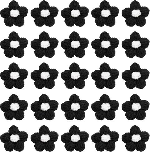 PATIKIL Crochet Flowers, 50 Pcs Applique Flowers for Craft Sewing Crochet Flowers Appliques Embellishments for DIY Hair Clothes Party Craft Decor, Water Blue/Cherry Pink in Saudi Arabia