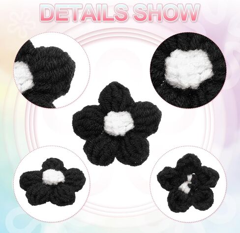 PATIKIL Crochet Flowers, 50 Pcs Applique Flowers for Craft Sewing Crochet Flowers Appliques Embellishments for DIY Hair Clothes Party Craft Decor, Water Blue/Cherry Pink in Saudi Arabia