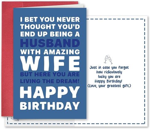 SuperShunhu Funny Birthday Card for Husband, Sarcastic Husband Birthday Card from the Amazing Wife, Happy Birthday Gift Ideas for Him in Kuwait