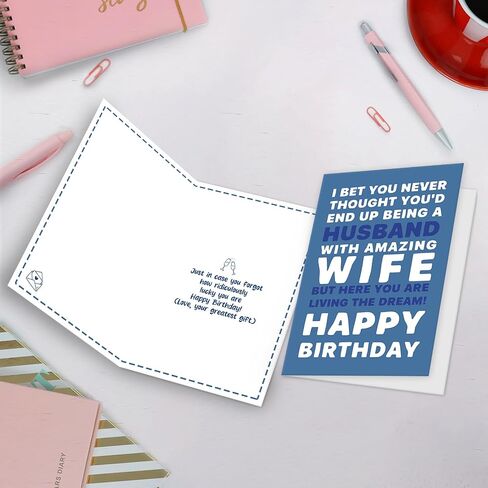 SuperShunhu Funny Birthday Card for Husband, Sarcastic Husband Birthday Card from the Amazing Wife, Happy Birthday Gift Ideas for Him in Kuwait